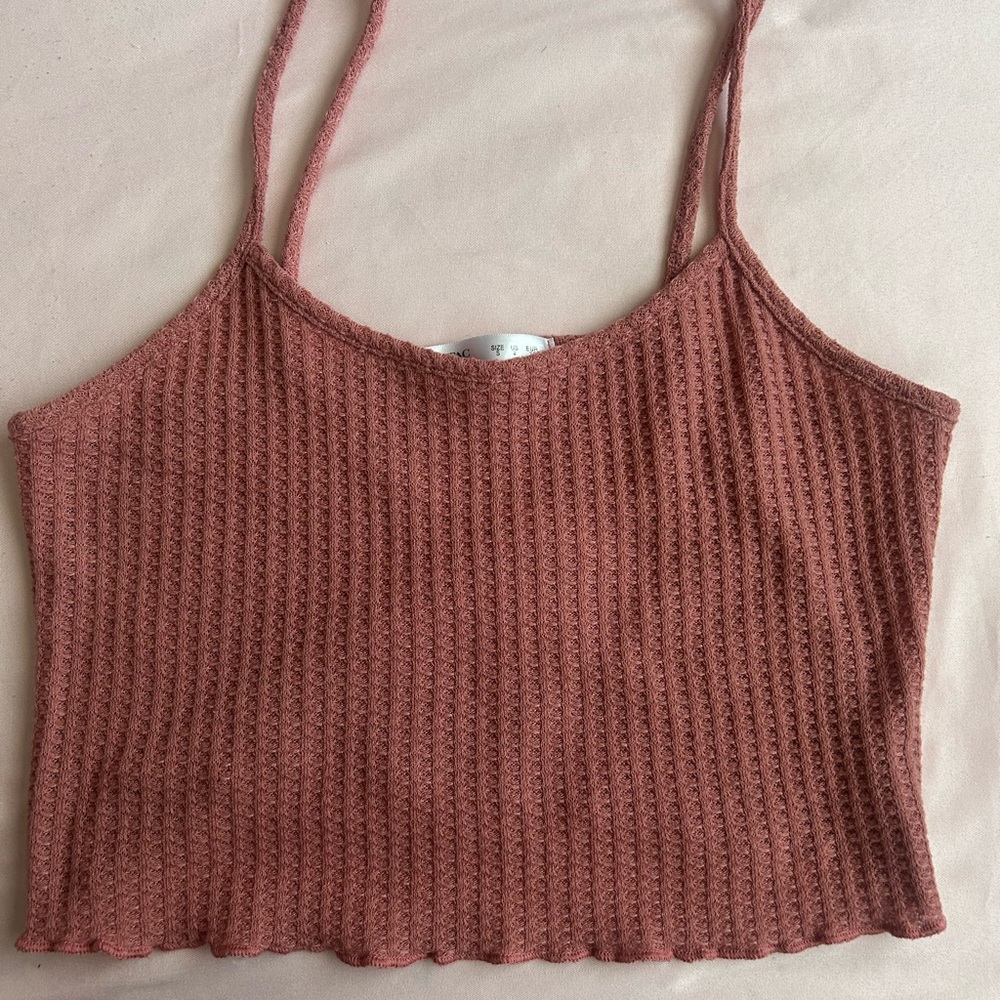 Women's Ribbed Crop Top - Rust